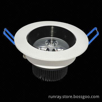 LED Downlight with 3W Power, 85-265V AC, 80 to 110lm/W, Recessed, Measures 91 x 52mm